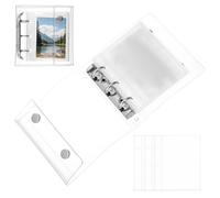 UTHCLO A8 Mini 3-Ring Binder with Snap Button Cover, 21pcs Set Including 20 Round Ring Binder Pockets and Silver Soft Loose Leaf Folder for Office and School Use