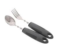 UTHCLO Adaptive Weighted Eating Utensils for Elderly with Soft Rubber Handles Bendable Stainless Steel Fork and Spoon Set for Disabled Independence and Comfort