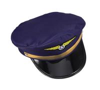 UTHCLO Adjustable Airline Pilot Cap for Adults Navy Blue Cosplay Hat for Halloween Masquerade Themed Parties Fashion-forward Design Versatile Costume Accessory