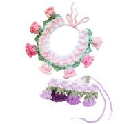 UTHCLO Adjustable Bell Flower Pet Collar Trendy Style Accessory 2pcs Woolen Yarn Knitted Scarf with Universal Fit for Cats and Dogs for Christmas and Photo Shoots