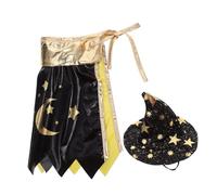 UTHCLO Adjustable Black and Star Wizard Cape for Pets Soft Comfortable Halloween Cloak for Cats and Small Dogs Pattern Cat Costume for Halloween Parties and Cosplay