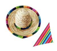 UTHCLO Adjustable Dog Sombrero Hat and Mexican Bandana Set in Braid Material with Versatile Size Adaptability for Small Pets and Puppies at Event Or Mexican Party