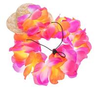 UTHCLO Adjustable Hawaiian Dog Costume Set with Tropical Hat and Red Garland, Synthetic Material, Protects from Hot Sun, for Beach Vacations and Pool Parties, Suitable for Small Dogs