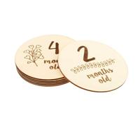 UTHCLO Baby Monthly Milestone Cards for Double-sided 6pcs Infant Growth Photo Props Beige Wood Material Creative and Adorable Design Baby Shower Photography