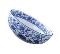 UTHCLO Blue White Porcelain Soup Bowl Chinese Style Ceramic Food Bowl for Home Kitchen Serving Noodles Salad Rice Pasta Fruits with Classic Pattern Design