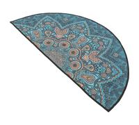 UTHCLO Bohemian Style Half-round Floor Mat 40x80cm Mandala Indoor Door Rug Water-absorbent Polyester Bathroom Mat Machine Washable for Home Use