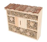 UTHCLO Bug Hotel Large Wooden Insect House, Cabin Style Garden Hotel for Ladybird and Ladybug, Beige Wooden Hut Decor to Good Insects and Support Garden Ecology