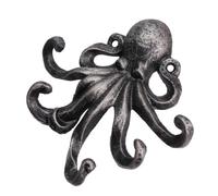 UTHCLO Cast Iron Octopus Wall Hook Vintage Style Animal Shape Key Hanger for Home Decor Sturdy Iron Craft with Retro Silver Finish Wall Mounted Organizer for Bathroom Kitchen Living