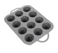 UTHCLO Cavity Food-Grade Silicone Mini Cake Mold with Lace Design Nonstick Muffin Baking Pan for Mousse Cakes and Small Cylindrical Desserts Gray Bakeware Tray
