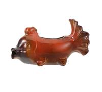 UTHCLO Ceramic Fish Fountain Spitter with Whimsical Koi Sculpture Space-saving Tabletop Water Feature for Garden Patio Authentic Handmade Outdoor Landscape Decor
