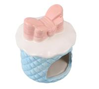 UTHCLO Ceramic Hamster Cooling Hideout Blue Bow Small Animal Habitat Summer Shelter Cooling Bed for Dwarf Hamsters and Tiny Pets