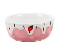 UTHCLO Ceramic Pet Food Bowl for Hamsters and Small Animals Anti-tip Feeding Dish Smooth Surface Easy-clean Water and Food Container for Rabbits and Gerbils Cute Pink Strawberry Design