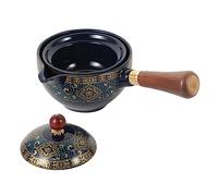 UTHCLO Ceramic Side Handle Teapot 360° Retro Style Single Handheld Teapot for Home Use, Blue Porcelain Tea Kettle Suitable for Brewing and Serving