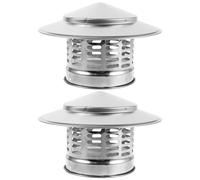 UTHCLO Chimney Cap Round Cone Shaped for Fireplace Chimney 2pcs Stainless Steel with Easy Installation and Wind Resistance Silver Outdoor Rain Cover for Home Use