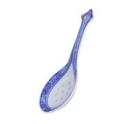 UTHCLO Chinese Style Ceramic Soup Ladle Blue and White Porcelain with Long Handle, Large Food Serving Spoon for Household Kitchen and Dining