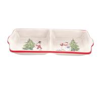 UTHCLO Christmas Ceramic Divided Condiments Holder Plate Festive Dipping Dish for Snacks Sauces and Vegetables Elegant Tableware Serving Platter for Holiday Gatherings