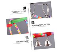 UTHCLO Colorful Wooden Ferris Wheel Chewing for Birds Medium with Bell Parrot Cage Accessory Multicolored Bite Blocks and Beads for Pet Bird Entertainment and Anxiety Relief
