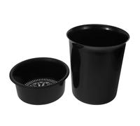 UTHCLO Compact Lidless Tea Residue Filter Bucket for Kitchen Waste Collection Small Black Round Tea Leaf Garbage Can with Separation for Office Home