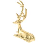 UTHCLO Copper Sika Deer Figurine Christmas Deer Statue Pure Copper Desktop Ornament Minimalist Contemporary Style Gift for Study and Daily Life
