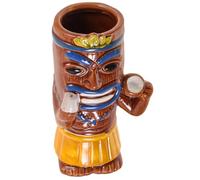 UTHCLO Creative Ceramic Tiki Mug Cocktail Cup Hawaiian Party Drinking Cup Brown Coconut Style Tiki Bar Accessory for Home Pub Use