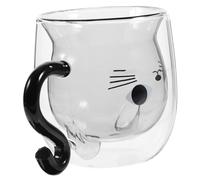 UTHCLO Creative Double Wall Glass Cat Mug for Tea Coffee Milk Transparent Heat-Resistant Cup for Cat Lovers Gift for Women Friends Teens Fun Hidden