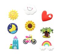 UTHCLO Creative Fridge Magnets Set Pvc Magnetic Stickers with White Cloud 9pcs Rainbow and Moon Designs Pin Artwork and Notes on Magnetic Surface for Refrigerator Decor for Home