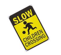 UTHCLO Crossing Safety Sign High Visibility Reflective Metal Caution Sign for Drive Slow Warning Road Marker Sturdy Weatherproof for Play Areas