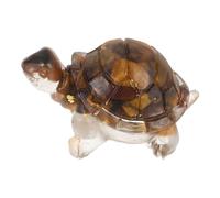 UTHCLO Crystal Turtle Figurine Tiger Eye Stone Desktop Animal Ornament Lightweight Creative Sculpture Unique Tiny Turtle Decoration for Home Office Tabletop Display