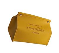 UTHCLO Delicate Yellow Leather Tissue Storage Box Wide Capacity Paper Towel Container Practical Home Car Use Easy to Clean Paper Dispenser