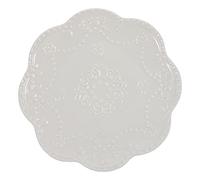 UTHCLO Embossed Floral Edge Round Dessert Plate Medium Porcelain Multi-Function Serving Plate for Tea Party and Steak Meal Home Dining Accessory