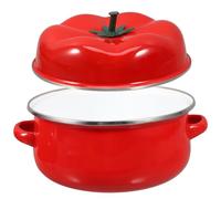 UTHCLO Enamel Stock Pot with Lid 20cm Small Tomato Stew Pot Double Handles Induction Compatible
