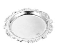 UTHCLO European Style 20cm Silver Alloy Embossed Candy Plate Dessert Dish Fruit Serving Tray for Home and Restaurant