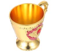 UTHCLO European-Style Metal Liquor Cup with Oval Plate Red Household Tea Glass Retro Whisky Goblet for Camping Party Wine Holder Elegant Design