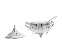 UTHCLO European Zinc Alloy Seasoning Container with Lid and Spoon Elegant Embossed Pattern Spice Jar for Salt Sugar Pepper Rustproof Kitchen Condiment Box for Home Restaurant Cafe Use