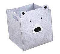 UTHCLO Felt Laundry Basket with Handle Soft Washable Storage Bin for Clothes Books Nursery Organizer Hamper with Cartoon Bear Design Wardrobe Storage Holder for Bedroom and Playroom