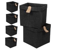 UTHCLO Foldable Felt Storage Basket Cubes with Handles Large Collapsible Closet Organizers for Toys Nursery Playroom 6pcs Dark Grey