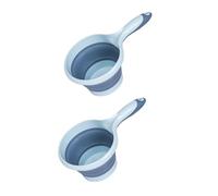 UTHCLO Foldable Long Handle Water Scoop 2pcs Household Kitchen Water Ladles Portable Hanging Bailer Spoons for Cooking and Washing in Light Blue