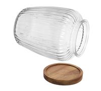 UTHCLO Glass Storage Jar with Airtight Solid Wood Lid Capacity Grain and Snack Canister for Kitchen Organization Vintage Style Sealed Container for Tea Coffee Beans Candy Spice