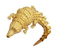 UTHCLO Gold Movable Crocodile Sculpture Metal Decorative Ornament for Home and Office Creative Art Figurine Dual-use as Tea Seat and Stylish Decor Gift for Friends and Business Partners