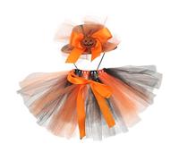 UTHCLO Halloween Pet Costume for Cats and Dogs Orange Pumpkin Hat with Elastic Band Dog Tutu Skirt with Ribbon Comfortable Halloween Outfit for Pets Easy to Wear for Parties and Cosplay