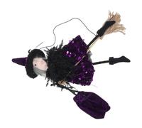UTHCLO Halloween Witch Hanging Decoration with Broomstick and Candy Bag Lightweight Scary Haunted Witch Prop for Indoor Outdoor Halloween Parties Creative Easy Setup