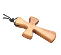 UTHCLO Hand-carved Wooden Cross Pendant Necklace, Khaki Pendant Design, Modern Simple Style, Adjustable Fit, for Mother's Day or Wedding, Unisex Gift for Men and Women
