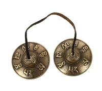 UTHCLO Handmade Copper Meditation Cymbal Bell for Religious Ceremony Compact Buddhist Percussion Instrument with Six-character Design Portable Healing Sound Tool for Yoga and Mindfulness