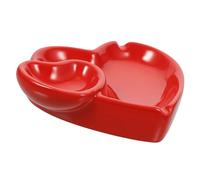 UTHCLO Heart Shaped Ceramic Ashtray Red Tabletop Ash Holder Cigar Ashtrays Home Decor Party Accessory