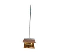 UTHCLO Heavy Duty Stainless Steel Broom and Dustpan Set for Household Cleaning Thick Gold Dustpan with Supple Bristles Indoor Outdoor Use for Corners Garages Workshops and Lobbies