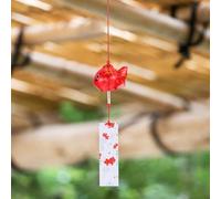UTHCLO Japanese-style Glass Wind Chime with Red Goldfish Hanging Decor Elegant Sound Garden Pendant for Indoor Outdoor Use Glass Craft for Peaceful Home Ambiance