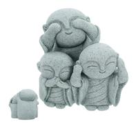 UTHCLO Japanese Style Little Monk Buddha Statue Aquarium Decoration Set of 3 Sandstone Figurines for Fish Tank Zen Garden Terrarium Ornament Home Table Display