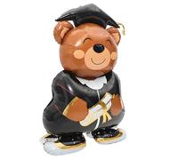 UTHCLO Large Bear Shaped Graduation Foil Balloon Brown Standing Grad Party Decoration Balloon Accessory for School Graduation Ceremony and Celebration