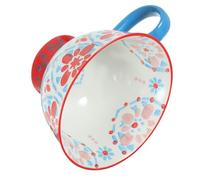 UTHCLO Large Capacity Ceramic Breakfast Cup with Handle Hand-Painted Embossed Floral Pattern Multi-Functional Oatmeal Mug for Milk Tea Home and Restaurant Use