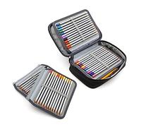 UTHCLO Large Capacity Colored Pencil Bag with Zipper Slots Portable Stationery Pouch for Art Supplies Pens and Makeup Present for Students and Artists Black